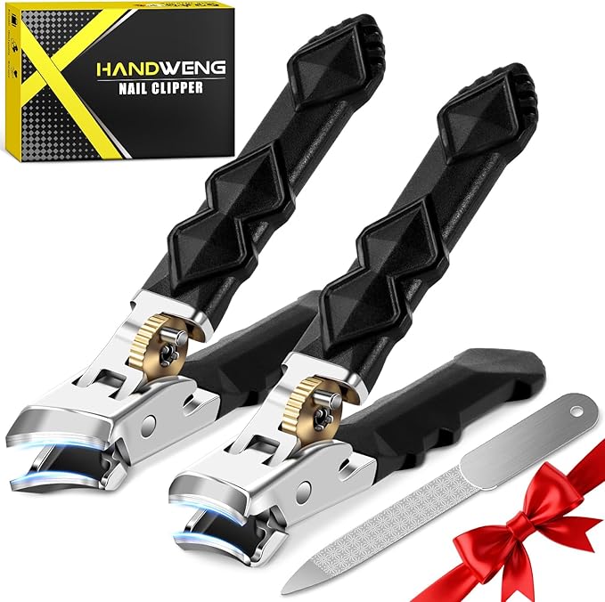 Toenail Clippers for Thick Toenails, Wide Jaw Opening Nail Clippers for Men, Heavy Duty Ingrown Toenail Clippers Nail Cutters, Ultra Sharp Slanted Nail Clippers with Long Handle