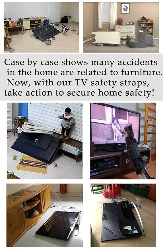 1 Pack Adjustable TV Safety Straps, No-Drill Anti-Tip Furniture Anchors for Baby Proofing, Flat Screens Fix to Wall,Cabinet,Stand Or Desk, Earthquake Straps