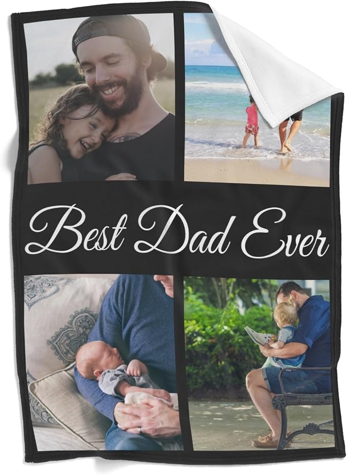 inkArts Custom Blanket with Photo, Personalized Blanket, Customized Photo Blankets, Customizable Blankets, Personalized Fathers Day Blanket Gifts for Dad Baby Kid Family Pet