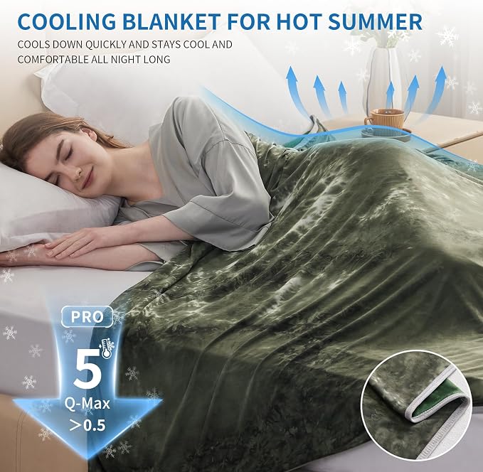 Guohaoi Cooling Blanket for Hot Sleepers and Night Sweats 50"x70" Twin Size | Arc-Chill Q-Max >0.5 Cool Fiber,100% Oeko-Tex Certified Lightweight Summer Blanket for Travel/Outdoor Ultra Cold Breathable