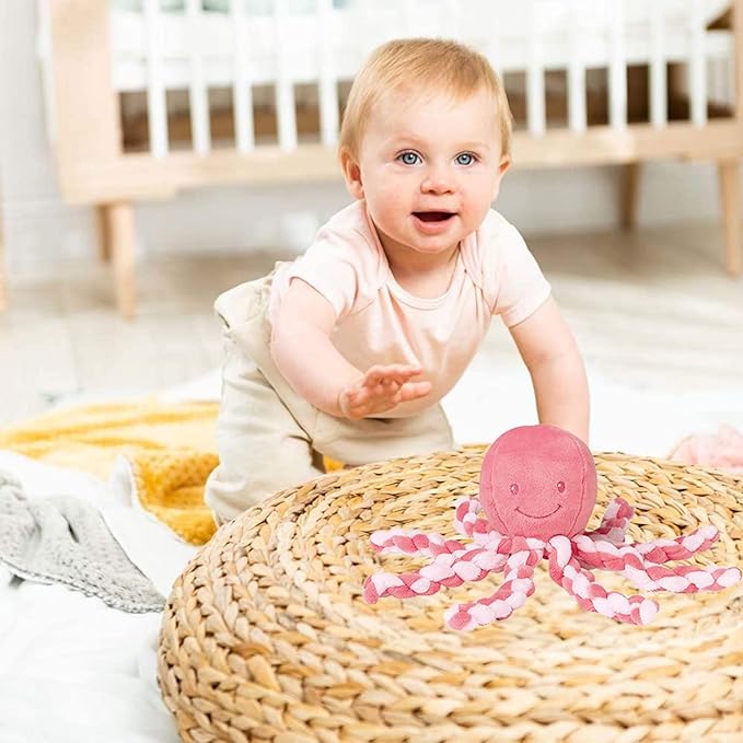 Nattou Octopus Soft Toy, for Newborns and Premature Babies, 23 cm, Pink, 878715