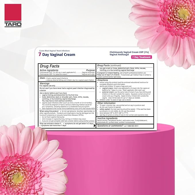 Clotrimazole USP 1% 7-Day Vaginal Cream 1.5 Oz (45g) Yeast Infection Treatment, Feminine Anti-Itch Cream for External Itching & Irritation (Pack of 2)