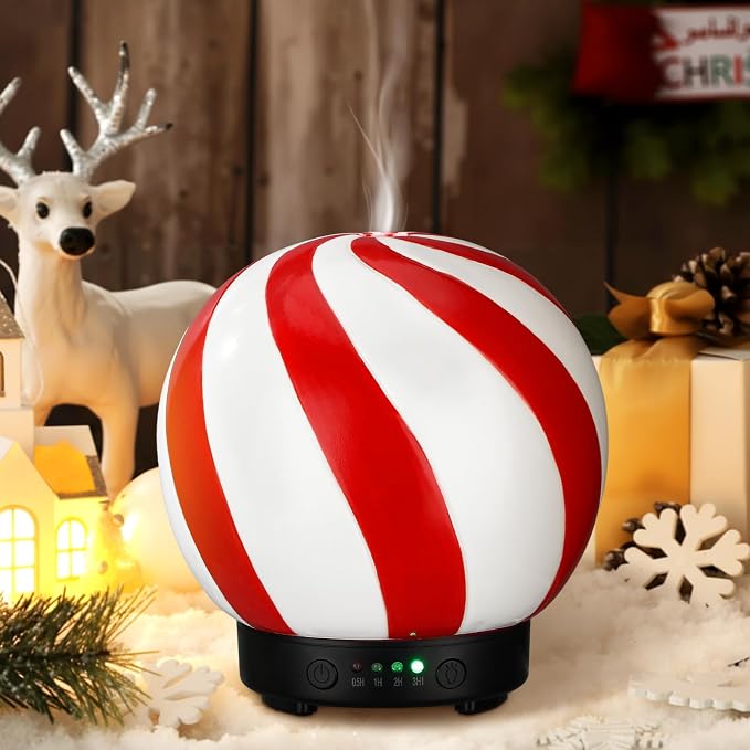 Glooglitter Ceramic Candy Diffuser Christmas Essential Oil Diffuser Gifts 120ml Holiday Present for Essential Oil Small Aromatherapy Humidifier Warmer for Home Office Decorations