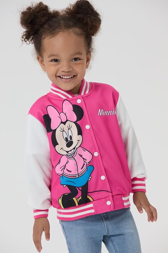 Disney Minnie Mickey Stitch Princess Frozen Marvel Jacket Lightweight Coat Button up Color Block Sweatshirt Sizes 2-14 Years