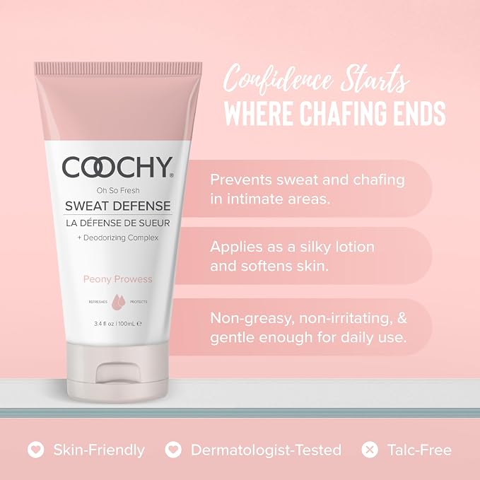 Coochy Sweat Defense Intimate Protection Lotion | Calming Feminine Care Cream Deodorizer | Peony Prowess, 3.4 oz