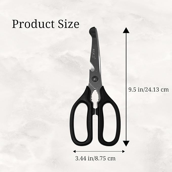 Korean BBQ Kalbi Meat Cutting Scissors Large All Purpose Stainless Steel Utility Kitchen Shears for Food, 9.5 Inch, Black