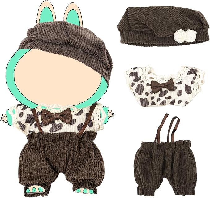 Clothes for 17cm Dolls(NO Doll) Outfit with Accessories Suit Cute Stylish Dress Up Set Corduroy Dress