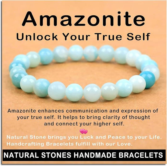 AD Beads Handmade Gemstone Stretch Elastic Bracelet Crystal Healing Reiki Nature's Beauty and Spiritual Essence Unisex