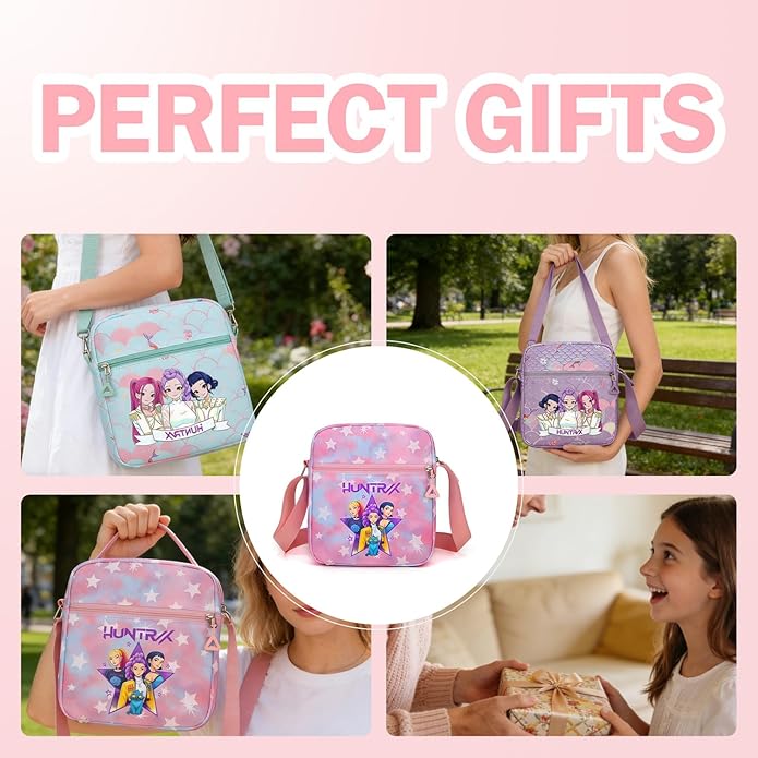 For Demon Hunters mini crossbody bag, For Korean idol,also a shoulder bag, features a cartoon pattern design. (Purple)