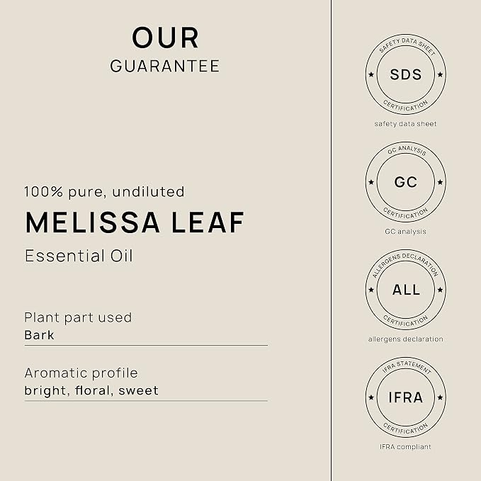 VINEVIDA Melissa Essential Oil 32 oz - Melissa Leaf Candle Oil Scent - DIY Candle Scents for Candlemaking - Bulk Oil for Soap Making