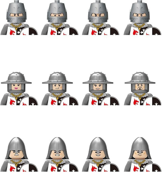 12PCS Battle Soldiers with Weapons Action Figures Building Blocks Miniature Figurines Toys Cake Toppers(1812)