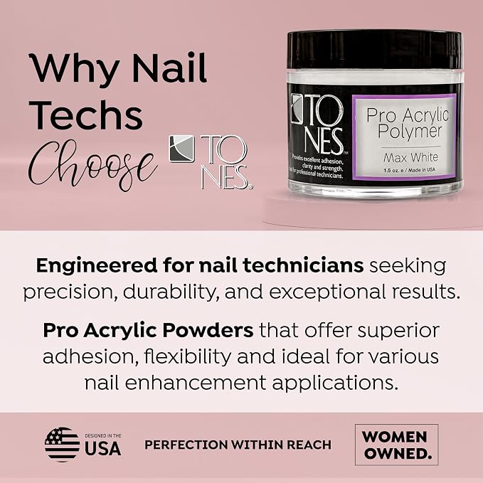 TONES Professional Nail Powder – Max White (Creamy Soft Off-White) | Long-Lasting Salon-Grade Polymer for Extensions & Sculpting | Non-Yellowing French Tips | USA Made (3.5 oz)