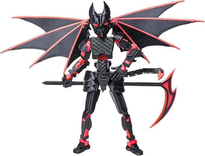 (Assembly Completed Dummy 20 Action Figure, 8.1 inches, Strong Magnetic Accessories, 10 in 1, 3D Printed Robot Multi-Jointed Movable，Oni Warrior Series (red)
