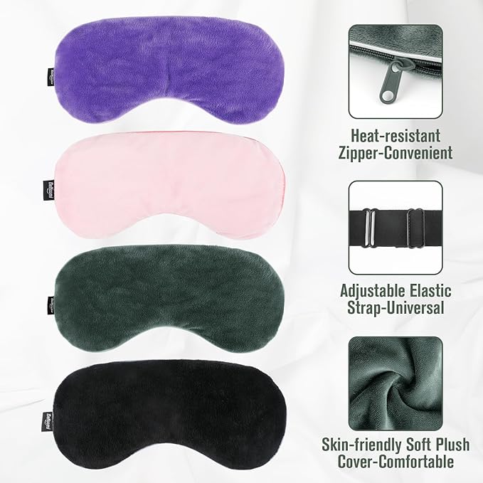 BeHoomi Heated Eye Mask, Weighted Sleep Mask Warm Compress for Eyes, Cooling Eye Mask for Sleeping, Reusable Eye Masks for Home, Office, Hot and Cold for Eye Relaxation, Mothers Day Gifts (Grey)