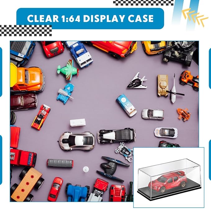 4 Pcs 1/64 Display Case Acrylic Model Cars Display Case 4.17 x 1.81 x 1.81 Inches Clear Plastic Vehicles Toy Cars Storage Collectors