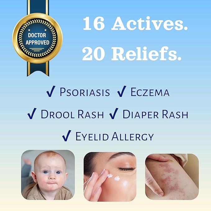 Natural SKIN REPAIR. Clinically tested Aromatherapy. Powerful Essential Oil. Eczema, Dermatitis, Diaper rash, and Sensitive skin. For all skin types. Hypoallergenic, Vegan, Paraben Free. 50ML TUBE