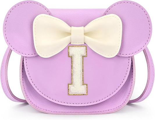 mibasies Toddler Purse Girl Gifts: Girls Birthday Gifts for 3-8 - Toys for Ages 2-4 Girls Mouse Ears Purse, Purple, Letter I