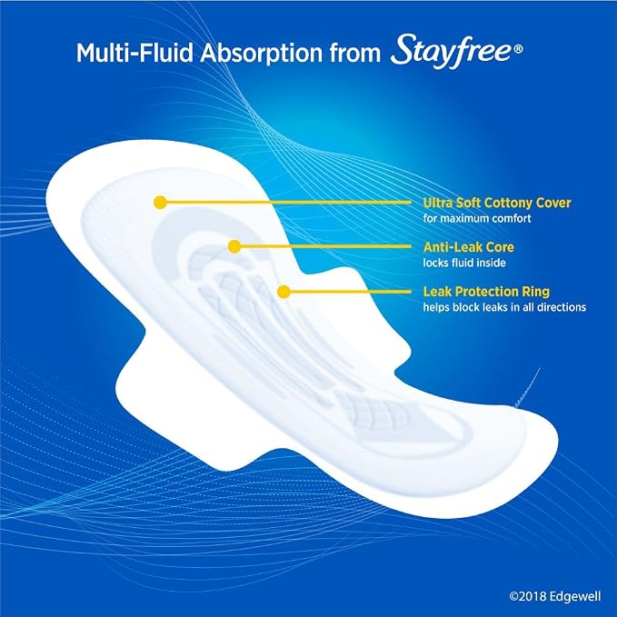 Stayfree Ultra Thin Super Long Pads with Wings For Women, Reliable Protection and Absorbency of Feminine Moisture, Leaks and Periods, 32 count (Pack of 2)