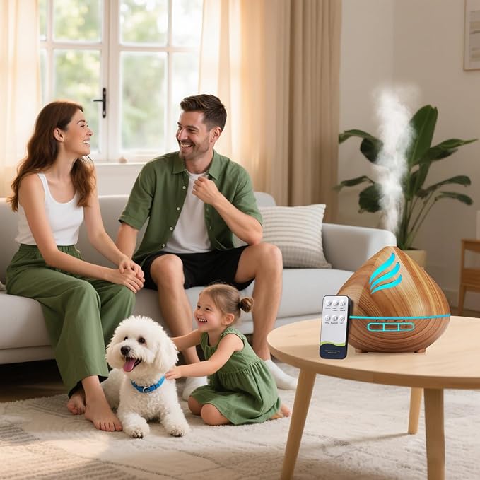 𝟔𝟖%𝐨𝐟𝐟 Essential Oil Scent Diffuser: 500ML Aroma Diffuser for Home Bedroom - 14 Colors LED, Remote Control, Ultra-Quiet Cool Mist Scent Diffuser with Timer for Family - Camel