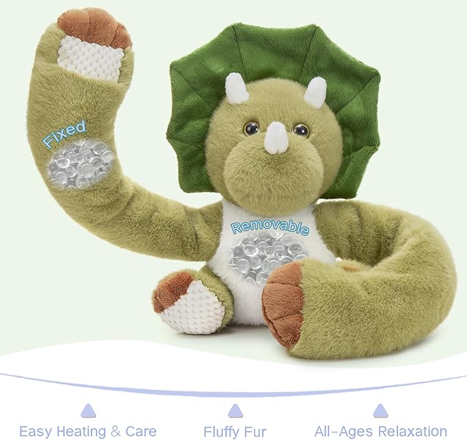 MaoGoLan Microwavable & Weighted Triceratops Stuffed Animal,3.8 lbs Freezable 38“ Long Arms Dinosaur Huggable Weighted Plush Toys, Warm and Comfort Heated Plushie for Adults,Kids