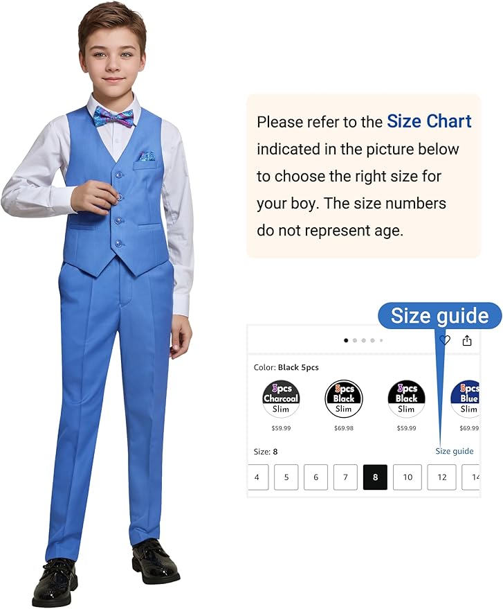 Happy Dolphin Boys Suit Set Modern Fit Kids Suits Adjustable Waist Boys Wedding Outfit for Boy Communion Suits for Boys