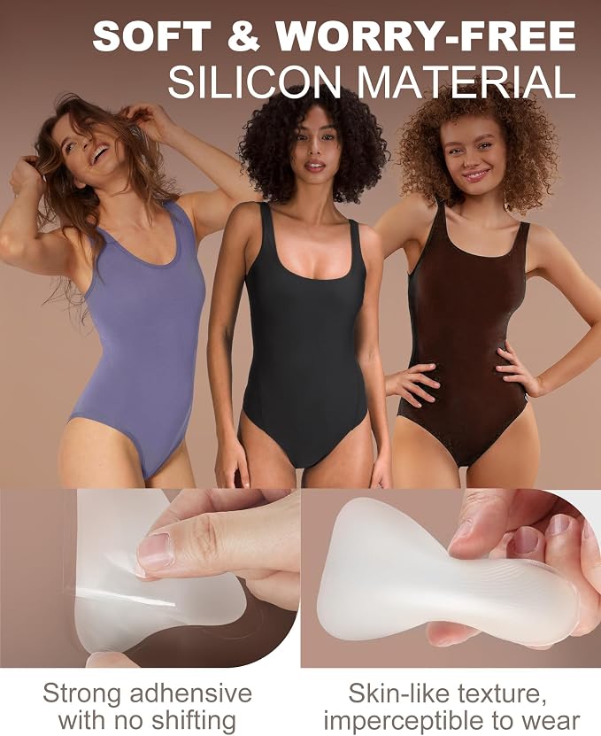 CICKEE Camel-Not Camel Toe Concealer Silicon Insert - Seamless Camel Toe Hider Stopper Cover Pack No Camel Toe Underwear Guard Anti Cameltoe Pad for Women - 4 Pack Transparent & Nude