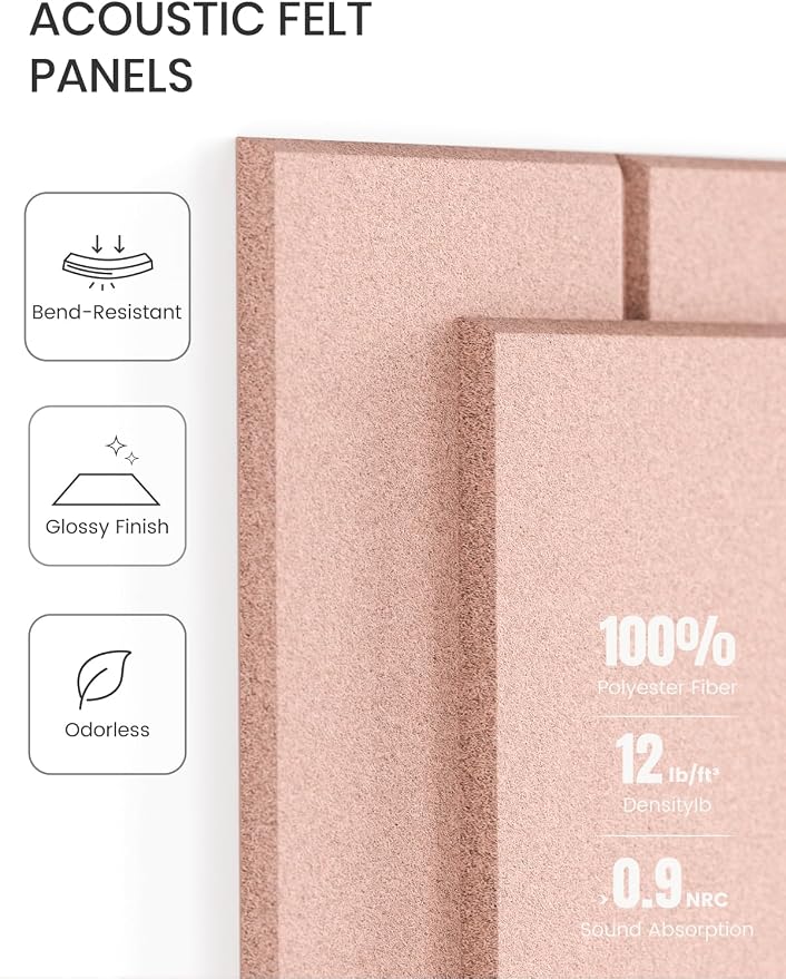 Fluxynara 36" x 24" Large Felt Bulletin Board, Pink | 6 Pack Cork Board Alternative with 30 Safe Adhesive Tabs, Pin Boards for Wall Decor, Home, Office, Classroom,Dorm