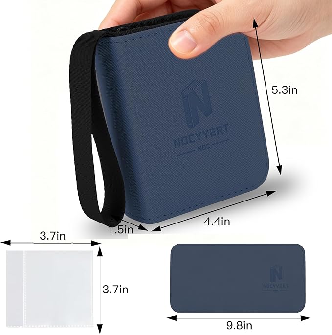Trading Card Binder, Mini 1-Pocket Trading Card Binder with 20 Pages, Portable Card Album Holds 40 Cards for TCG, MTG, Sports Cards & Game Cards etc(Blue)