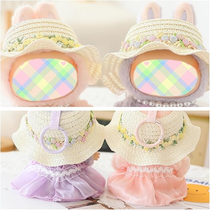 Clothes for Dolls Accessories, Outfit Set 5 Pieces Gauze Dress for 15cm 17cm Doll (No Doll), Romantic Hat Skirt Shoes Doll Clothing Set Replacement Purple