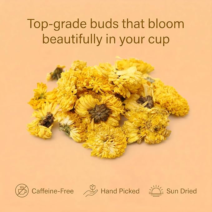 Cure Wid Pure | Top Grade Dried Chrysanthemum Flowers 4oz | Hand-Picked & Sun-Dried Organic Chrysanthemum Tea Loose Leaf from Pakistan | Non-GMO Caffeine Free Herbal Tea Supports Immunity & Eye Health