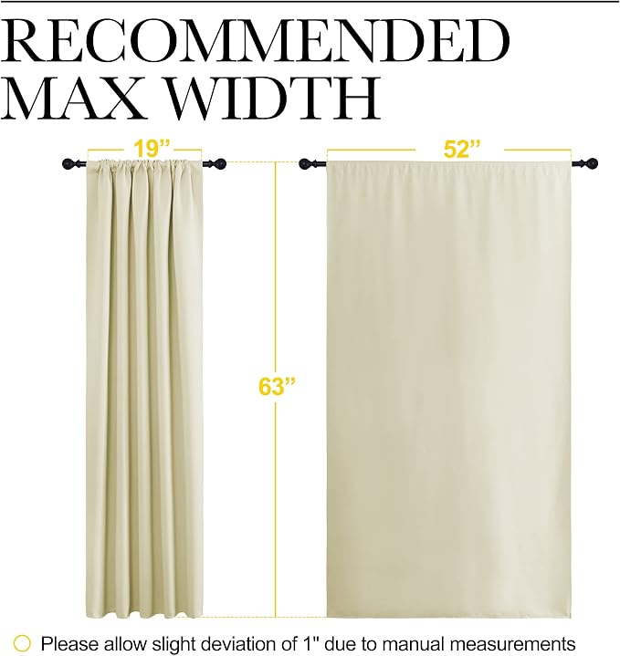 NICETOWN Blackout Curtains for Living Curtains, Room Darkening Curtains & Drapes for Kids Bedroom, Home Decoration Draperies (Beige, 52 in x 63 in (W x L), 2 PCs)