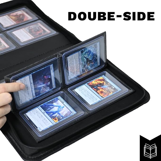 Toploaders Binder,Holds 128 Top Loaders,4 Pocket Top Loader Binder for 3" x 4"Rigid Cards,Double Sided Card Binder Abulm in 3"x4"Toploaders for Trading Cards (TOP 128 Pink)