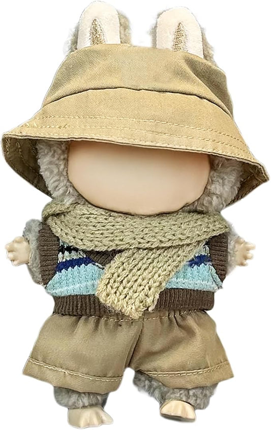 Clothes Fit for 17CM Doll, Fashion Doll Clothes Outfit Set Cute Theme Designer Toys Dress Accessories for Collector Fans Display (Gold V Khaki)