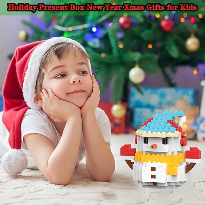 Christmas Building Blocks Compatible for Lego Christmas Snowman Micro Blocks Stacking New Toys Holiday Present Box New Year Gifts for Kids Ages 6+ Boys and Girls(Snowman)