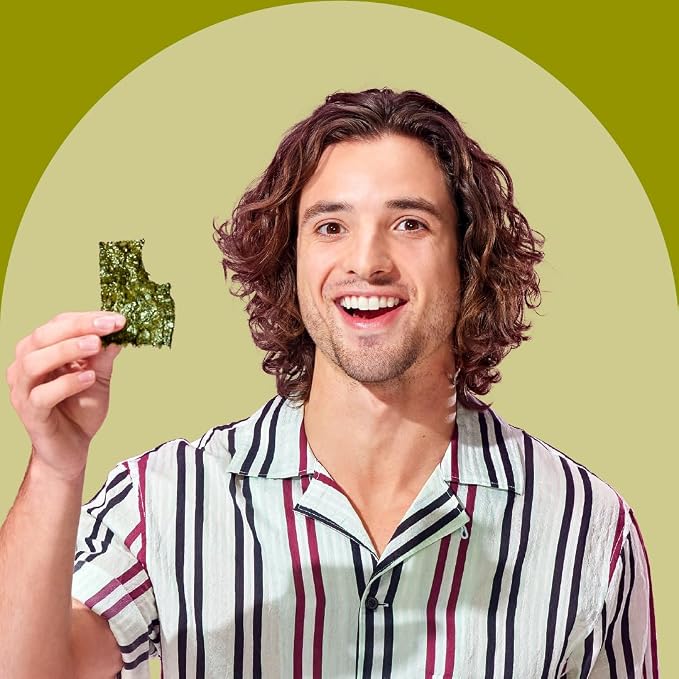 Gimme Seaweed Organic Premium Roasted Seaweed Snacks, Extra Virgin Olive Oil, 24 Count Sharing Size, Keto, Vegan, Gluten-Free, Source of Omega3s & Iodine, Healthy On-The-Go Snack for Kids & Adults