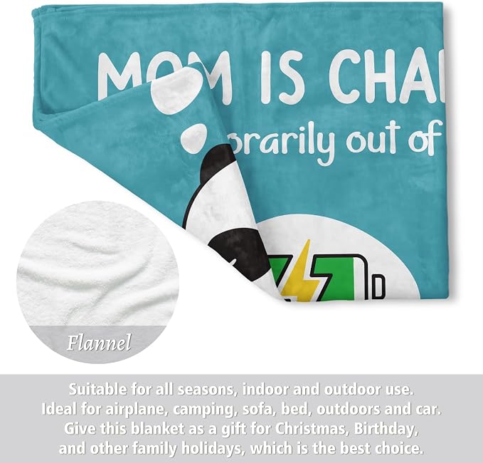 Craftique Mom Birthday Gifts, Funny Gifts for Mom- Mom's Charging Blanket | Mom Gifts for Women from Daughter Son Husband, Super Soft Blanket Throw for Napping Travel, 60”×50”