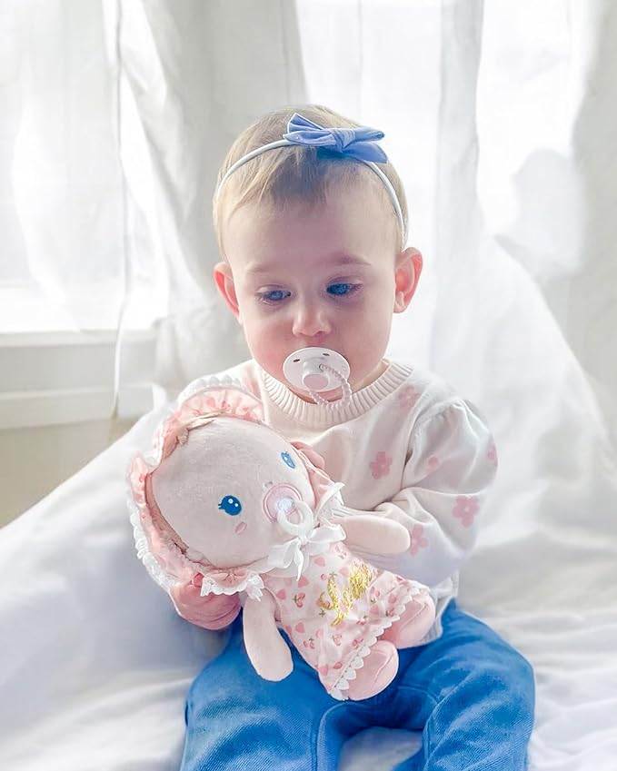 LeyaDoll Soft Baby Doll Gift Set - First Baby Doll Accessories Plush Rag Sleeping Cuddle Buddy Doll Toy Mini Pink Set for Kids Girls (9'') - Cherry Baby
