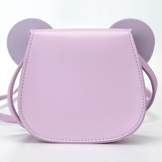 Little Mouse Ear Bow Crossbody Purse,PU Shoulder Handbag for Kids Girls Toddlers(Purple)