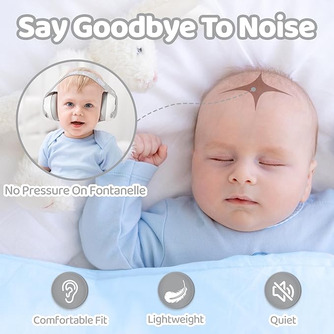 Baby Noise Cancelling Earmuffs,Infant Headphones for Babies 0-36 Months,Infant Ear Protection with Adjustable Headband Noise Cancelling Headphones for Improves Sleep,Baby Travel Essentials for Outdoor
