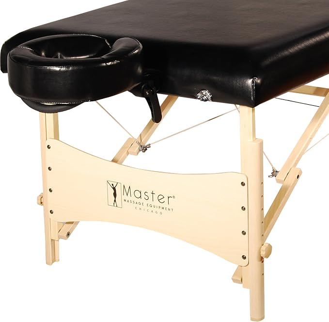 Master Massage 30" Balboa Portable Massage and Exercise Table Beauty Bed in Black Luster with Ambient Lighting System