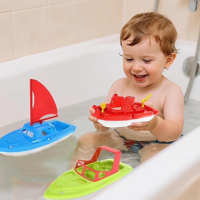 Toy Boats, 3 PCS Bath Toy Boat for Kids Explore Learn Play with Toy Boats Set Ideal for Kids Water Time