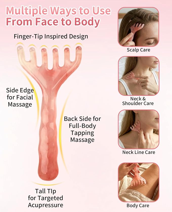 4 Packs Head Massager Scalp Comb Resin Scalp Stress Relax Tool, Gua Sha Facial Tools for Face, Eye & Body Lymphatic Drainage, Nose Sculpting & Jaw Lifting