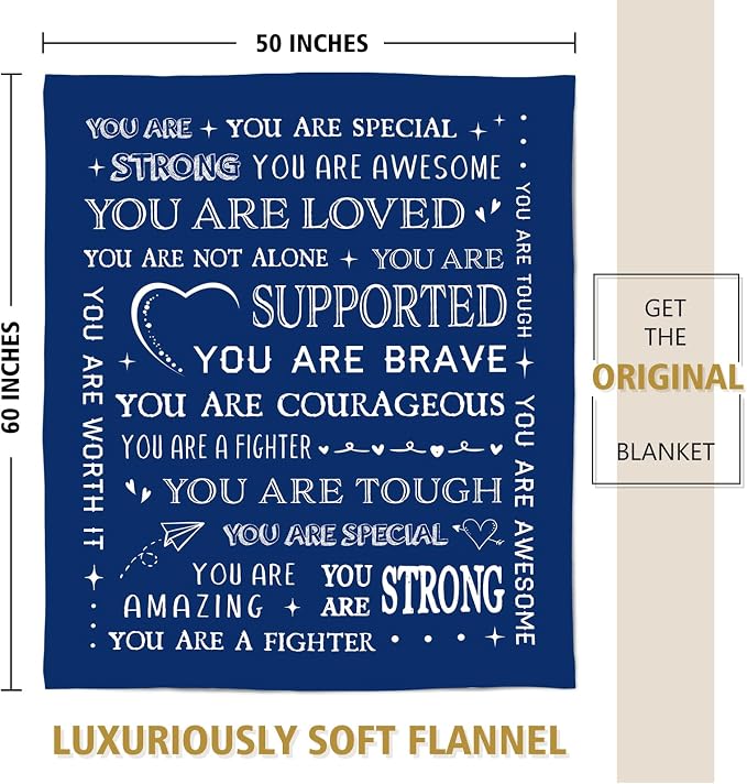 Blanket Gifts for Women or Men - Inspirational Get Well Blanket | Feel Better After Surgery Gifts for Him Her, Thinking of You Gift for Dad Son Friend Brother Coworker, 60'' x 50''