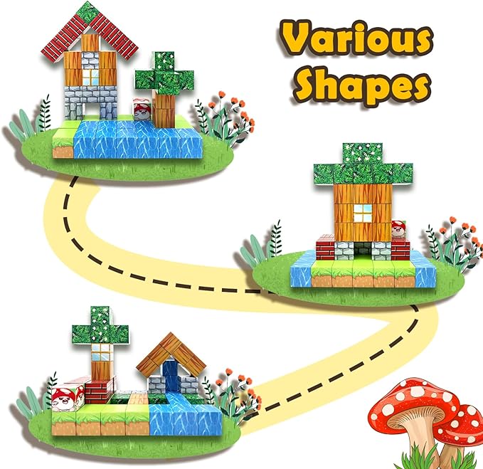 Magnetic Blocks Building Toy Set - Build Mine Magnet World, Magnetic Cubes for Boys & Girl Kids Toddler Toys for 3+ Years Old