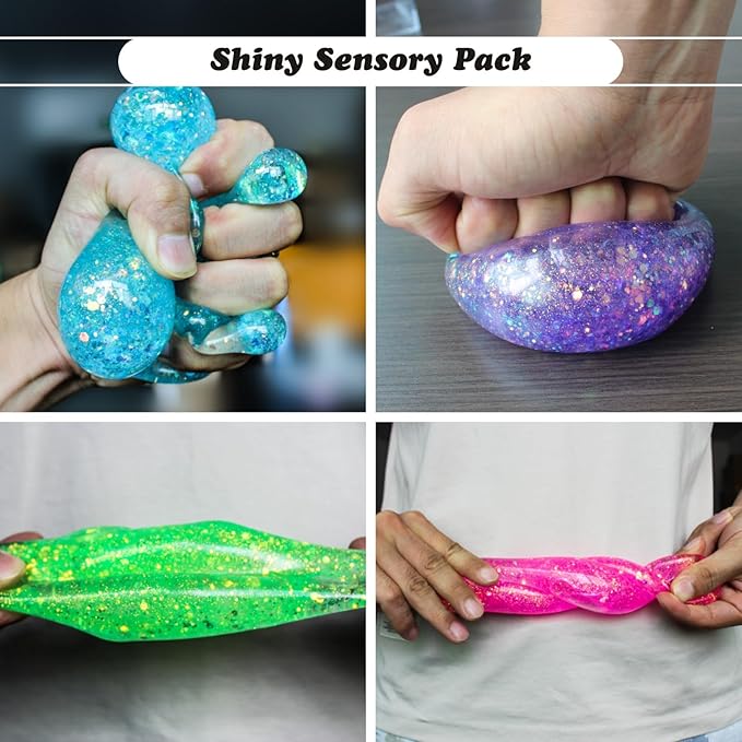 2Pcs Stress Cubes Slow Rise Glitter Squishy Cube Nice Relief Balls Jelly Fidget Toys for Kids Adults Squeeze Sensory Pack for Anxiety, Autism, Funny Gifts for Holiday/Birthday/Classroom(Blue)