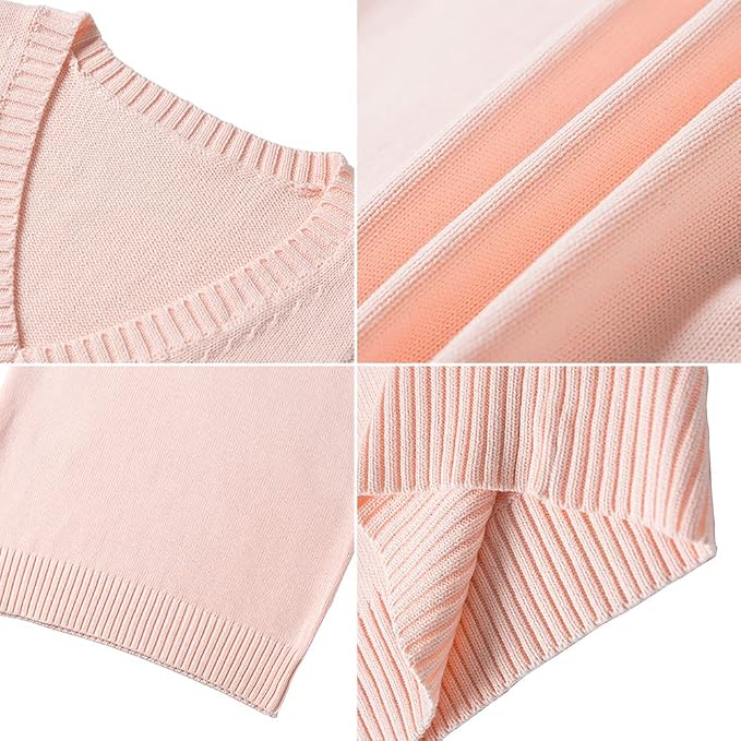 jinghuiyue Women’s V Neck Sweater Vest School Uniform Solid Color Sleeveless Knit Sweaters Pullover Tank Tops