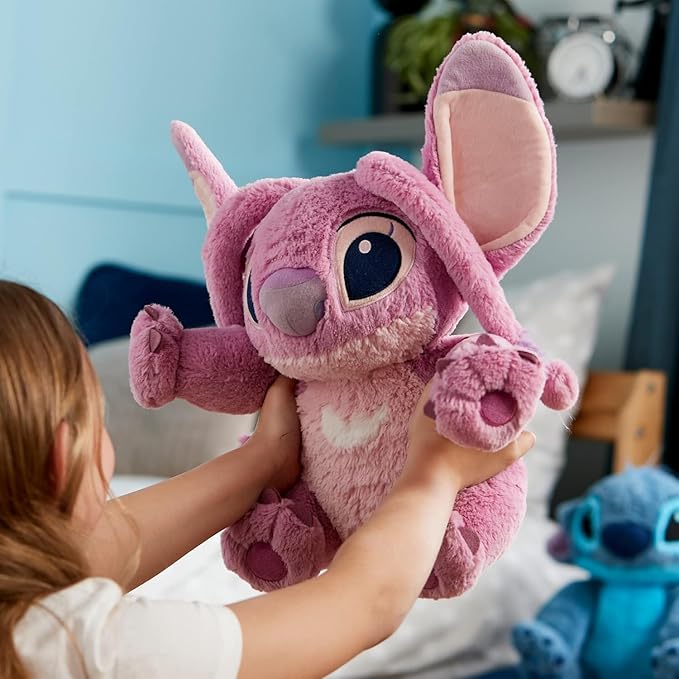 DISNEY STORE Official Angel Medium Soft Toy for Kids, Cuddly Character with Fuzzy Texture and Embroidered Details, Flexible Floppy Ears, Disney Plushy Suitable for All Ages.