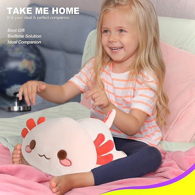 Onsoyours Cute Axolotl Plush, 19" Soft Large Stuffed Animal Salamander Big Plush Pillow, Kawaii Plushie Toy for Kids (Orange Axolotl, 19")