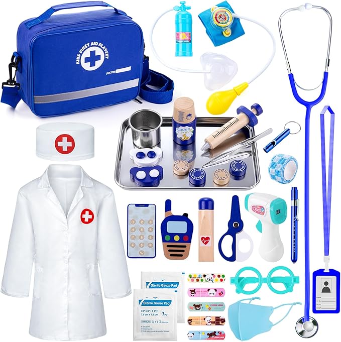 Doctor Kit for Kids, 35 Pcs Kids Doctor Kit for Toddlers 3-5 with Medical Storage Bag & Real Stethoscope, Pretend Play Doctor Set for Fun Role Playing Game, Doctor Play for Kids Boys Girls