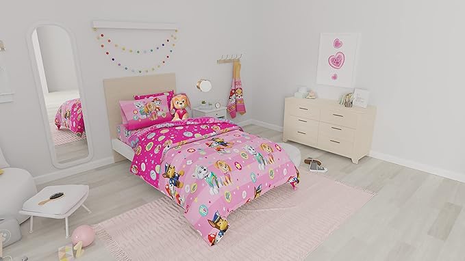 Paw Patrol Girls Kids Bedding Super Soft Comforter and Sheet Set with Sham, 5 Piece Twin Size, (100% Officially Licensed Nickelodeon Product) By Franco